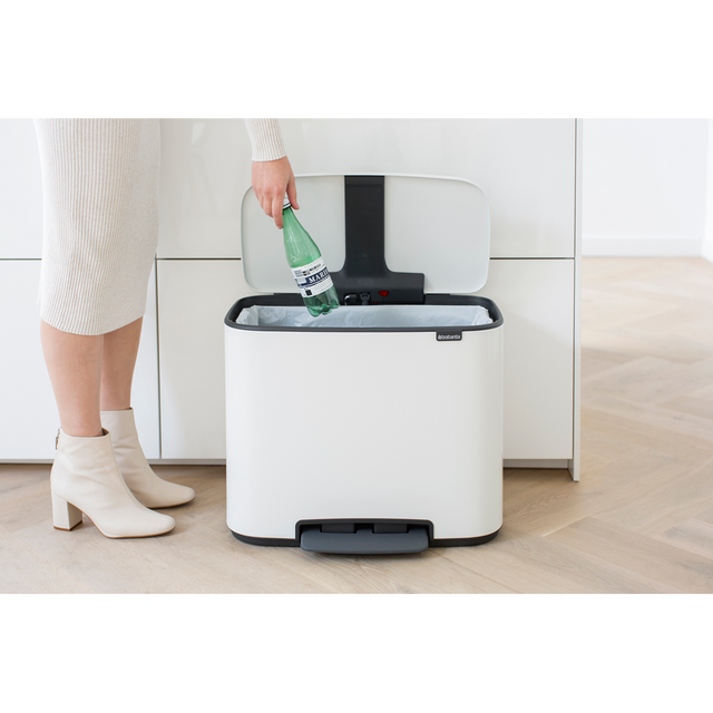 Basurero de pedal Bo, 36L, Blanco