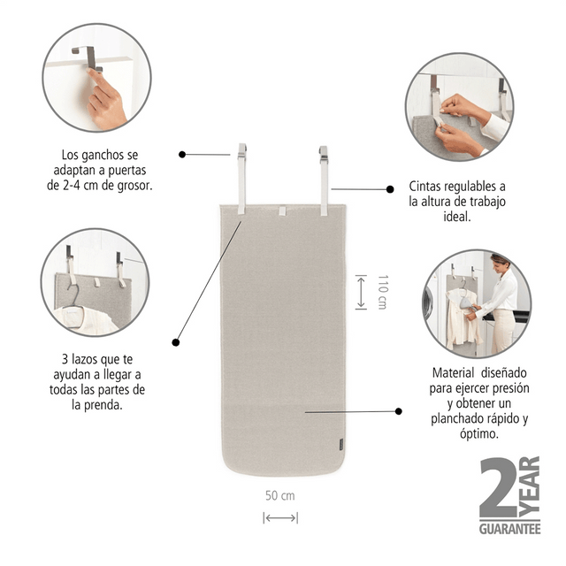 Manta planchado vapor para puerta Grey