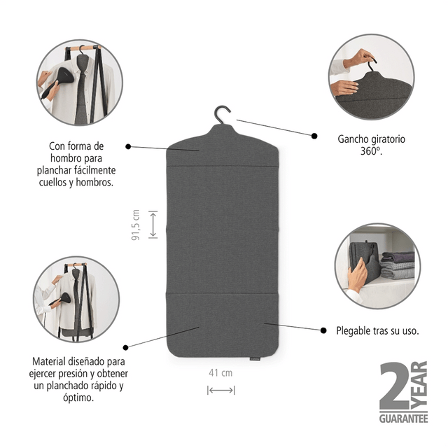 Tabla para Planchado Vapor Plegable Pepper Black