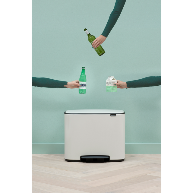 Basurero de pedal Bo, 36L, Blanco