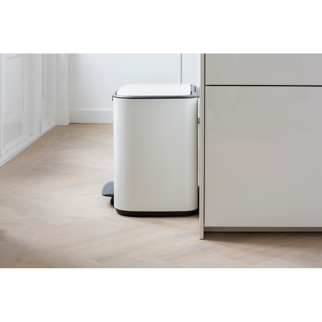 Basurero de pedal Bo, 36L, Blanco