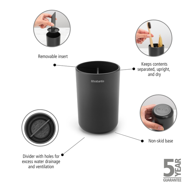 Vaso para cepillos de dientes ReNew Dark Grey