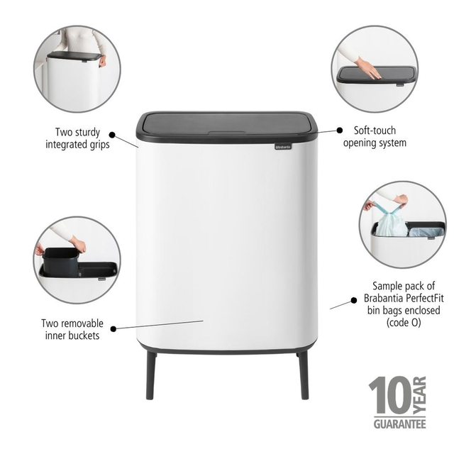 Basurero Bo Touch Hi 2 x 30 Lt White