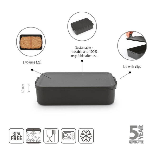 Contenedor para almuerzo Make & Take Grande Dark Grey