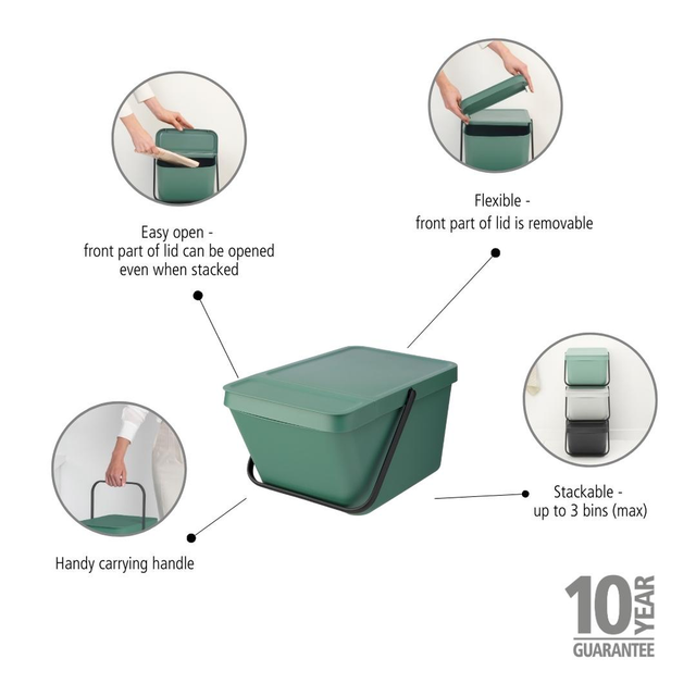 Basurero apilable Sort & Go 20 Lt Fir Green