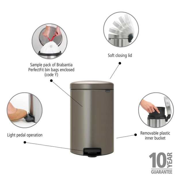 Basurero Pedal NewIcon 20 Lt Platinum