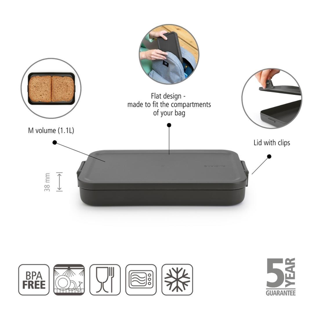 Contenedor para almuerzo Make & Take Plano Dark Grey