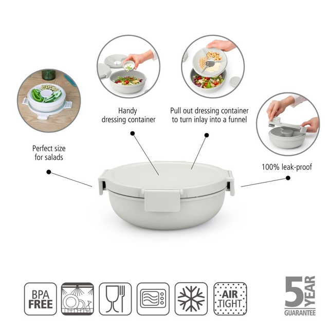 Bowl para ensalada Make & Take 1,3 Lt Light Grey