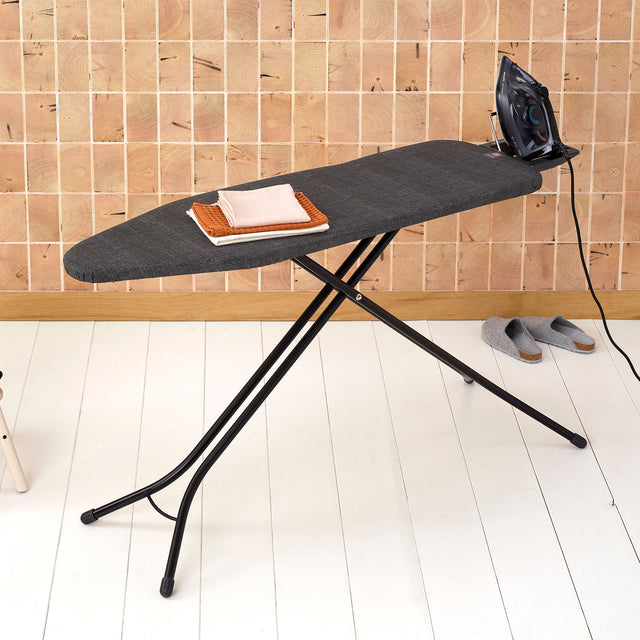 Tabla de planchar B, 124x38 cm, soporte plancha de vapor - Denim Black