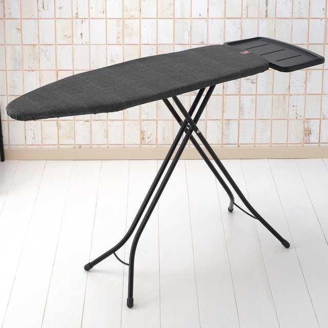 Tabla de planchar B, 124x38 cm, soporte sólido unidad de vapor - Denim Black