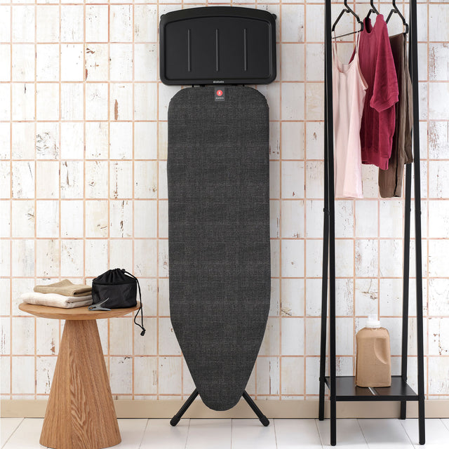Tabla de planchar B, 124x38 cm, soporte sólido unidad de vapor - Denim Black