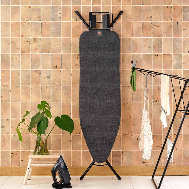Tabla de planchar B, 124x38 cm, soporte plancha de vapor - Denim Black