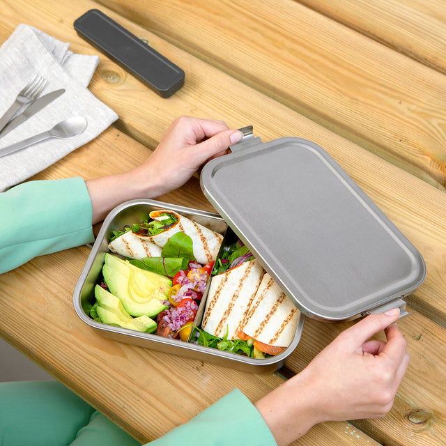 Contenedor para almuerzo Make & Take Bento grande acero inoxidable - Matt Steel