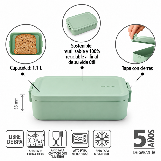 Contenedor para almuerzo Make & Take Mediano Jade Green