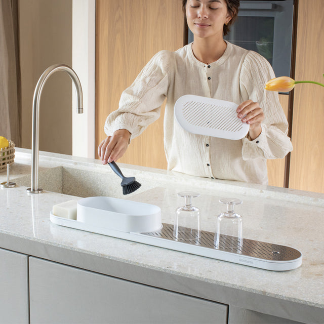 Organizador y bandeja de secado SinkStyle Fresh White